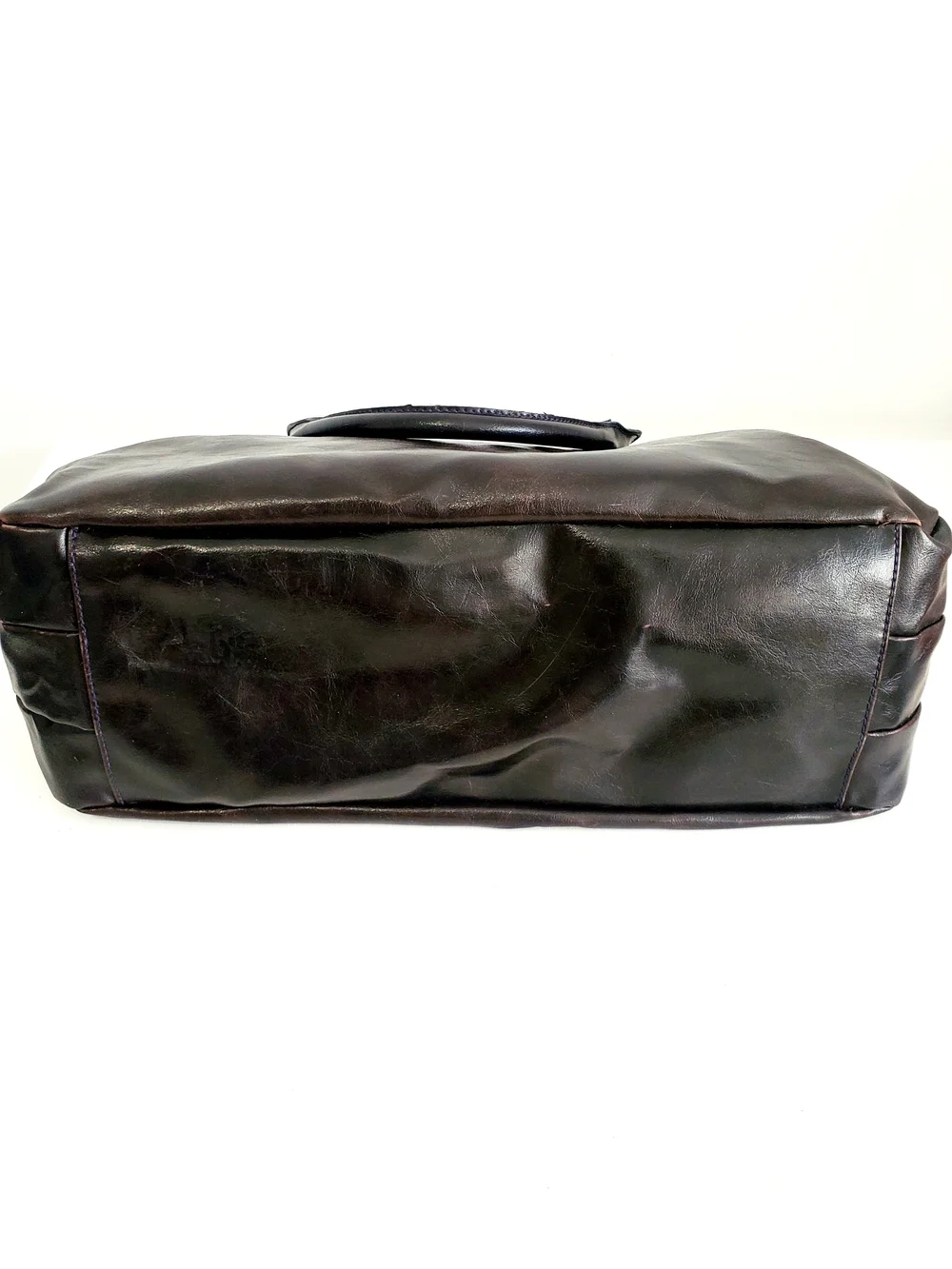 Aldo Dark Brown Glossy Vegan Leather Satchel - Picture 4 of 9